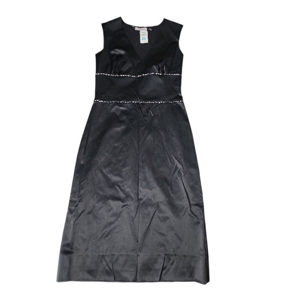 Bryan Bradley Midi Dress Womens 6 Black Satin Cocktail Evening Elegant Designer
